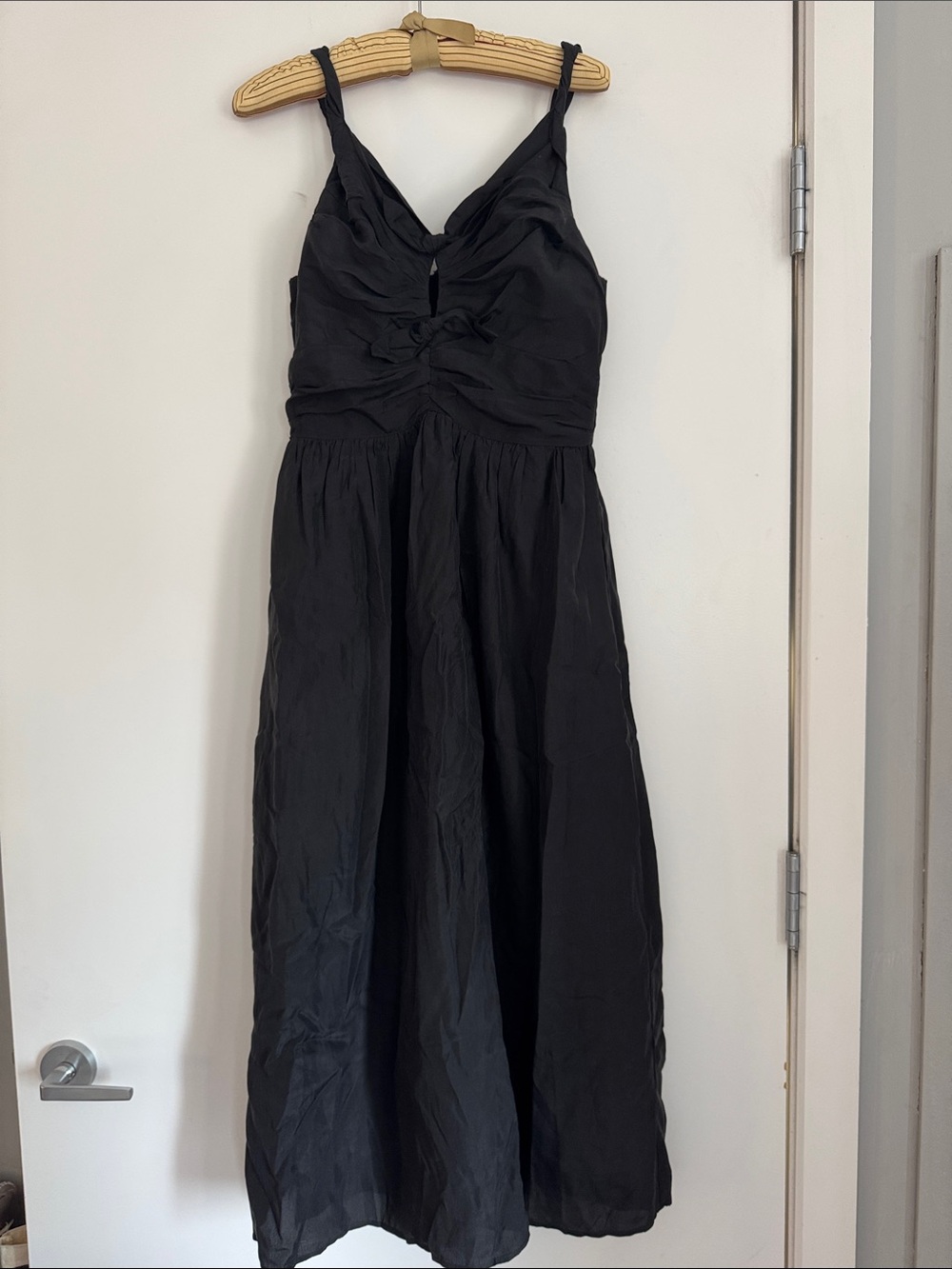 Sea Black Ruched Bodice Spaghetti Strap Maxi Dress
